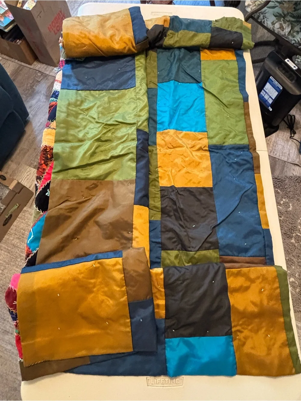 Vintage Handmade Patchwork Crazy Quilt 60 x  94